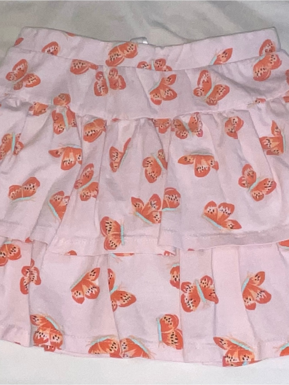 Pink Tiered Skort with Orange Butterfly Print
